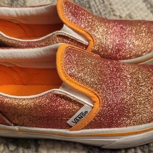 Vans Kids Glitter Slip-On Sneakers - Gold and Pink